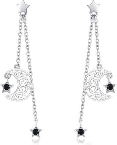 Boucles d'oreilles en argent sterling noir au design de mode épuré