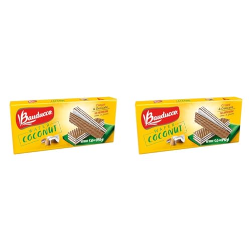Bauducco Coconut Wafers – Crispy Wafer Cookies With 3 Delicious, Indulgent Decadent Layers of Coconut Flavored Cream – Delicious Sweet Snack or Desert – 5.0oz (Pack of 2)
