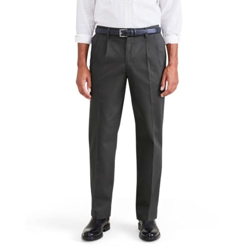 Dockers Men's Signature Khaki Classic Fit Iron Free with Stain Defender® Pants - Pleated (Regular and Big & Tall), Steelhead, 38W x 36L - image 1