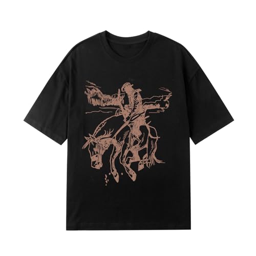 Western Cowboy Shirts for Women Oversized Vintage Rodeo Graphic Tees Boho Country Music Cute Cowgirl Summer Tops2