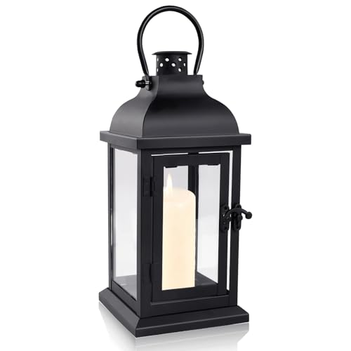 Laterne Grablaterne Friedhof Wetterfest für Draußen, 27cm Schwarz...
