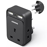 AODENG UK to India Plug Adapter, Grounded UK to India Travel Adapter with 3 USB Ports 32W USB C Fast Travel Charger, Travel Adaptor Plug UK to india for India, Pakistan, Sri Lanka, Yemen(Type D)