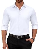 siliteelon Herren Hemd Langarm Bügelfrei Anzughemd Moderne Formelle Freizeithemd Baumwoll Business Hemden Büro Arbeit Weiß 2XL