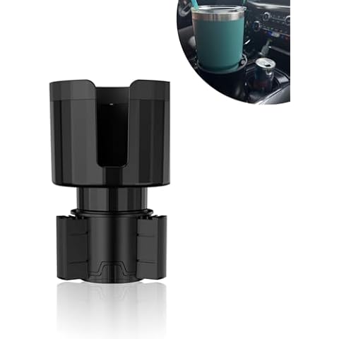 cerfioo 1 Pack Car Cup Holder Expander, Three-claw Clamping Design, U-shaped Automotive Cup Adapter for 4.13In Groove, Universal Waterproof Rotatable Vehicle Cup Mount with Anti-slip Mat (Matt Black) Cover