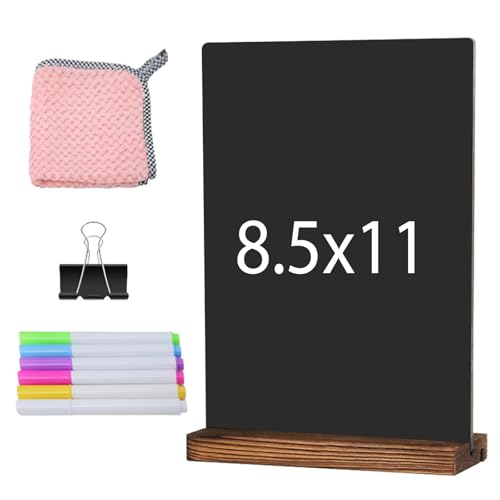 JDEA Desk Chalkboard Wood Sign Double-Sided Chalkboard with Wooden Base Decorative Chalkboards Message Blackboard (1 Pack 8.7x12)