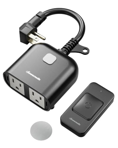 DEWENWILS&EDISHINE DEWENWILS Outdoor Wireless Remote Control Outlet with Dual Grounded Outlets Waterproof, Back to School Indoor Wireless Plug in Light Switch, 100FT Range, 15A Heavy Duty, Garden Fountains