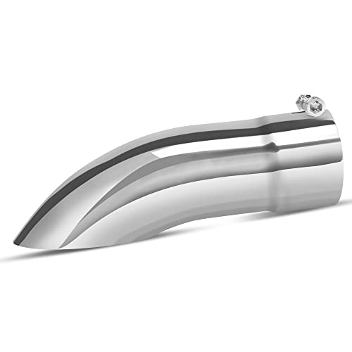 YITAMOTOR 3.5 Inch Turn Down Exhaust Tip, 3.5" Inlet/Outlet Polished Surface Stainless Steel Professional Exhaust Tip for All 3.5" Outside Diameter Tailpipe, 12" Overall Length, Bolt-On, Sil