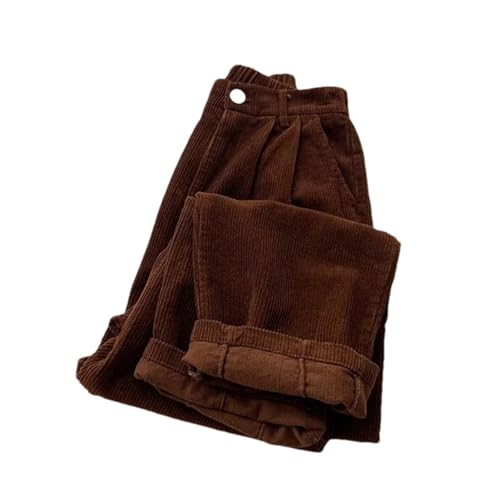 Women's Retro High Waist Corduroy Pants - Spring Fall Straight, Casual, Full Length, Baggy All-Match Trousers