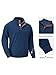 TUREFACE Quarter Metal Button Collar Sweatshirt for Mens Corduroy Warm Fashion Shirts for Causal Workout Wearing Haze Blue Medium