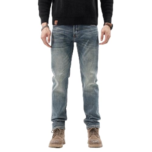 Jeans Pants Trouser Denim Spring and Autumn Men's Fashion Slim Fit Classic Retro Washed Casual Long