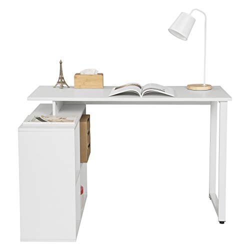 EUGAD 0077ZZ Schreibtische Computertisch PC-Tisch Bürotisch Arbeitstisch mit Ablagen Holz Weiß 116x75x80cm – Bild 6