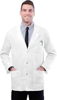 Adim's Polycotton Full Sleeves Unisex White Lab Coat, Professional Medical Apron for Doctors, Nurses, Medical Students &amp; L...