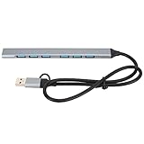 USB 3.0 Splitter Typ C Dockingstation, Multi-Port-USB-Hub mit 6 USB 2.0-Anschlüssen, USB-Port-Expander aus Aluminiumlegierung für Laptop-PC Android, Plug-and-Play-Treiberfreier