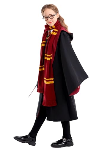 Loiahoer Kids & Teens Magical Robe,Magical College Outfit Cape Cloak Hooded,Movie Witch Wizarding World Halloween Cosplay Costume,4'9''-5'3''/145-160 thumb #2