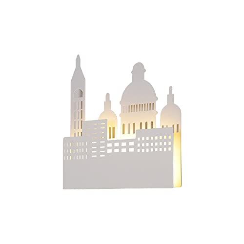 Lámparas de Pared, lámpara de Pared LED Regulable con diseño de Castillo Blanco, lámpara de Pared para habitación Infantil con Dibujos Animados, lámparas de Pared Modernas para decoración de habi