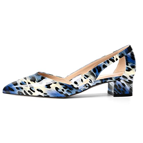 MOVINSTEPS Womens Pointed Toe Dress Slip On Patent Cut Out Work Chunky Low Heel Pumps Shoes 1.5 Inch2