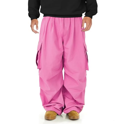 GOFULY Cargo Pants for Men, Drawstring Elastic Waist Sweatpants Hip Hop Parachute Pants Athletic Joggers Trouser with Pocket2