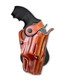 Masc OWB Leather Paddle Revolver Holster with Retention Strap, Fits Governor .410/45LC 2.75-inch, Right Hand Draw Brown Color #1127#