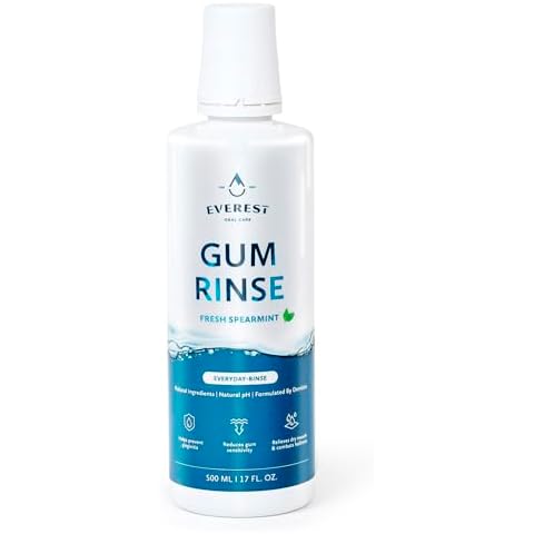 Gum Rinse - Triple Action - Natural Mouthwash for Gingivitis Treatment, Dry Mouth Mouthwash, Bad Breath Treatment for Adults & Teens, Alcohol Free Mouthwash, Natural pH, Fresh Spearmint by Everest Cover