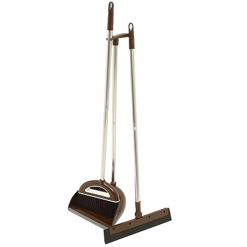 Healvian Conjunto De Vassoura E Pá De Lixo Vertical Com Cabo Longo De Vassoura E Rodo De Chão Conjun