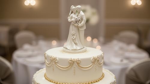 Cosmos Gifts 30715 Small Fine Porcelian 50th Anniversary Couple Figurine, 4-3/4'H, Ivory