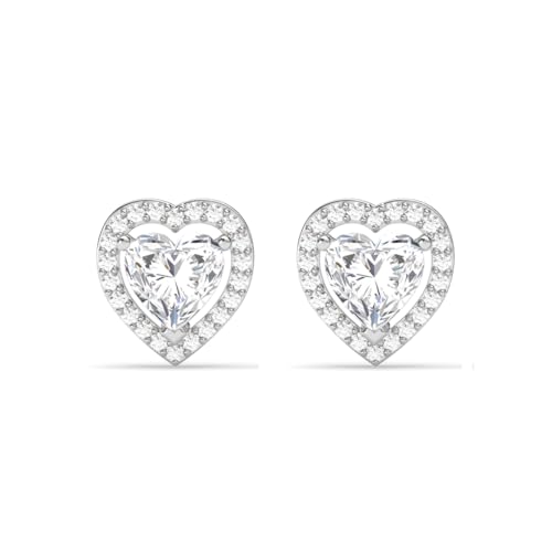 Image of Clara 925 Sterling Silver Zilvia Heart Solitaire Pendant Earrings Chain Ring Bracelet Jewellery Set | Platinum Plated, Swiss Zirconia |Gift for Women and Girls