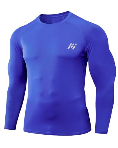MeetHoo Kompressionsshirt Herren Rash Guard UPF50+ UV Shirt Langarm Funktionsshirt Schnelltrocknendes Laufshirt Atmungsaktiv Männer Sportshirt für Fitness