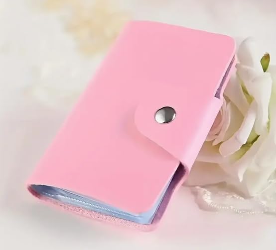 Wallet Women,1pc Autumn Casual Style Synthetic Leather Card Holder with 8 Slots, Snap Closure, Wet Wipe Clean, Business & Credit Card Organizer (Pink)2