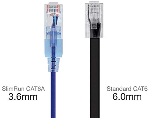 Image of Monoprice Cat6A 25ft Purple 10-Pk Patch Cable UTP 30AWG 10G Pure Bare Copper Snagless RJ45 SlimRun Series Ethernet Cable