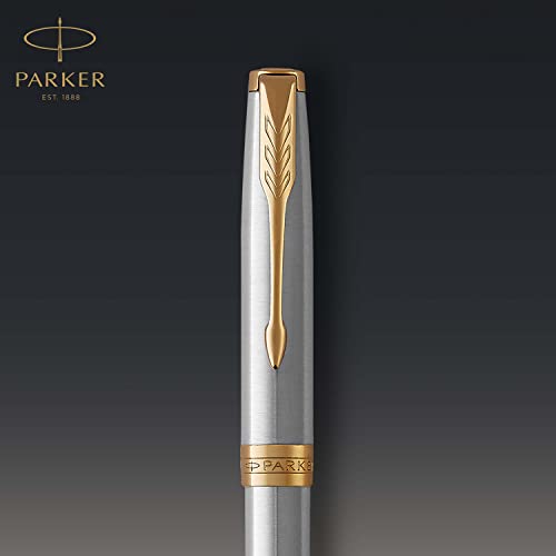 Parker Sonnet balpen | roestvrij staal met gouden trim | medium punt zwarte inkt | geschenkverpakking - Image 6