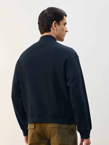 Image of Nobero Men's Premium Fleece Bomber Jacket | 280 GSM Fabric | Regular Fit Zip-Up Outerwear | Shirt Collar | Ribbed Cuffs & Hem | Casual Winter Layering Jacket