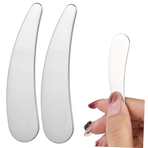BAZEITFLOW 2 Piezas Espátula de Maquillaje Inoxidable Aplicadores para Crema Facial Ojos Herramienta Duradera para Cuidado y Precisa