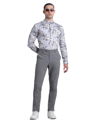 Image of Jack & Jones Men Solid Slim Fit Mid Rise Stretchable Pants