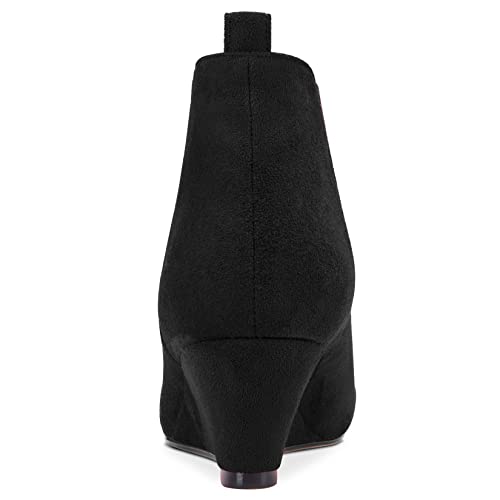 HEUIVZAR Womens Ankle Boots Short Bootie Chunky Block Low Wedge Heel Closed Round Toe Suede Dress Shoes Cute 2 Inch3