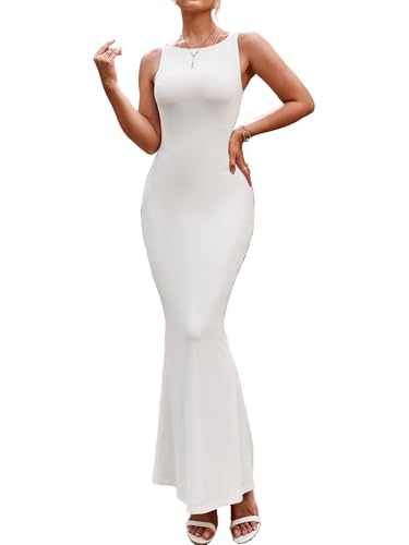 KUTUMAI Bodycon Maxi Long Dress Tank Top Sleeveless Formal Weddin...