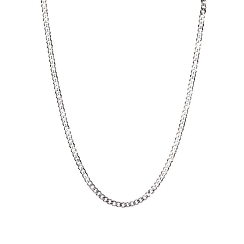 Anti-Tarnish 92.5 Sterling Silver Curb Chain Necklace in 20 24 28 inches for Men & Boys