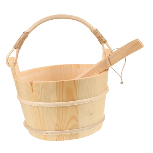 YARNOW 1 Juego Barril De Sauna Buque De Vapor Portátil Agente De Mudanzas Limpiador Depósito De Agua Cucharón De Baño Japonés Mini Facial Bañeras Cubo De SPA Carpa De Madera