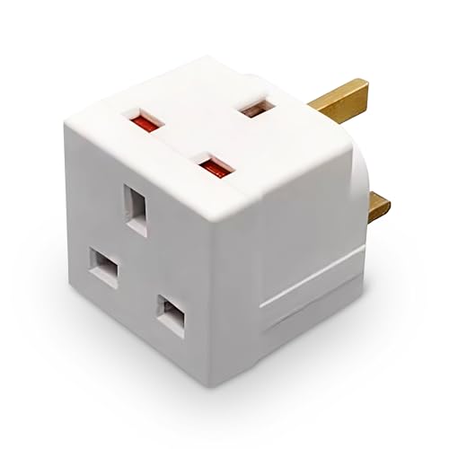 FAMHOME 2 Way block Plug 2 way Plug in Block Mains Adaptor 2 Way Multi Socket Plug Adaptor Power Extension Wall Adaptor for Smartphone Home Office Travel (White (1 Pack))