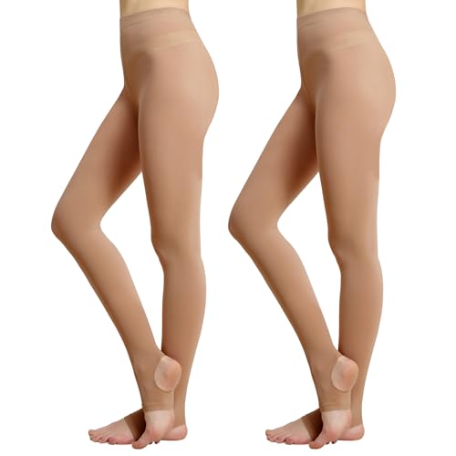 MANZI Women's Stirrup Tights Convertible Dance Tights Adult Women for Ballet Pack of 2