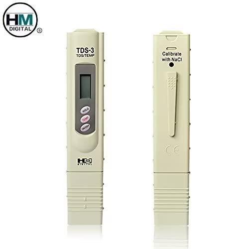 HM DIGITAL TDS Meters TDS-3 Handheld Temperature TDS ( PPM ) Tester, 0 - 9990 ppm, 1 ppm Resolution, +/- 2% Readout Accuracy Testing Water Quality For Hydroponics Aquariums Pools Drinking etc