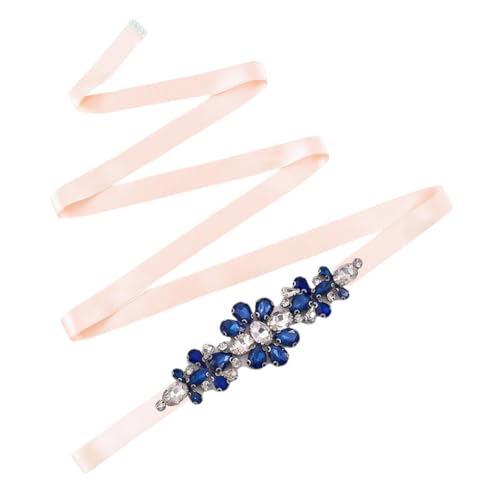 Handmade Wedding Belt, Blue Floral Bridal Ribbon, Wedding Accessory, Bridesmaid Belt