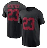 Gridiron Grip Christian McCaffrey #23 Football 100% Cotton Shirt Jersey Men's Adult (Small, Black)