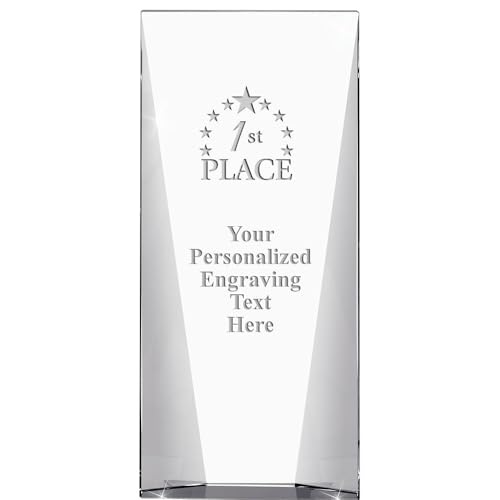 1st Place Custom Engraved Trophy - Achievement Award for Employees - 11" Waterfall Corporate Awards with Personalized Engraving