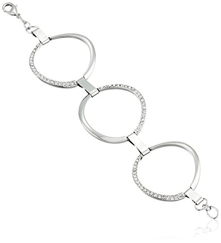 GUESS Basic Crystal Circle Link Bracelet, 7.5", One Size, Silver, not Applicable;