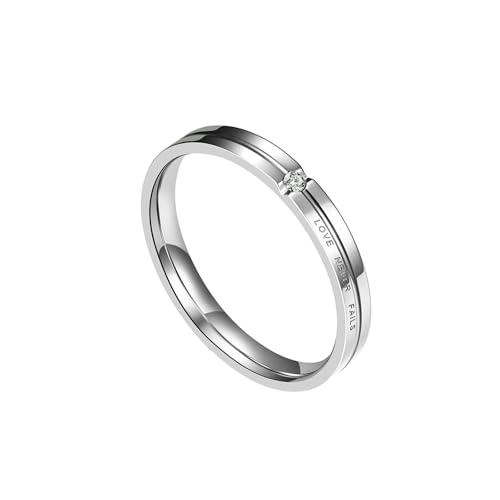 HUANGBONIG 2 anillos geométricos de titanio con incrustaciones de diamantes para hombres y mujeres, 8#, Metal