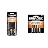 Duracell® Ion Speed 4000 Battery Charger for AA/AAA NiMH Batteries & Rechargeable AA Batteries, 4 Count Pack, Double A Battery for Long-Lasting Power