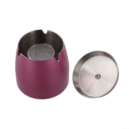 Linnkyfloa Rußsammler mit Deckel, Edelstahl, geruchsdicht, winddicht, Aschebehälter für drinnen und draußen, silberfarben, Heimwerker-Werkzeug, 9 x 8 cm (lila)