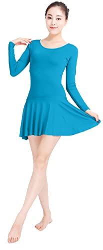Lifup Women's Leotard Spandex Long Sleeve Dance Dress Costume Dance Leotard Bodysuit blue XS