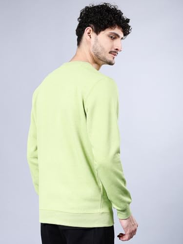 Image of The Indian Garage Co Green Regular Fit Self Design Overhead Crewneck Sweatshirt