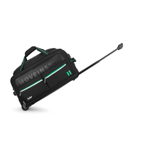 Image of Skybags Muse Polyester Stylish Duffel Trolley Bag with Two Wheels, Two Stage Push Button | Premium Zipper, Travel Bag | 3-Year International Warranty - Unisex (Black, Set of 2)